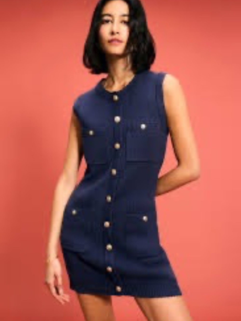 NWT Reformation Catalina Cotton Button Up Mini Dress Navy L - Picture 11 of 11